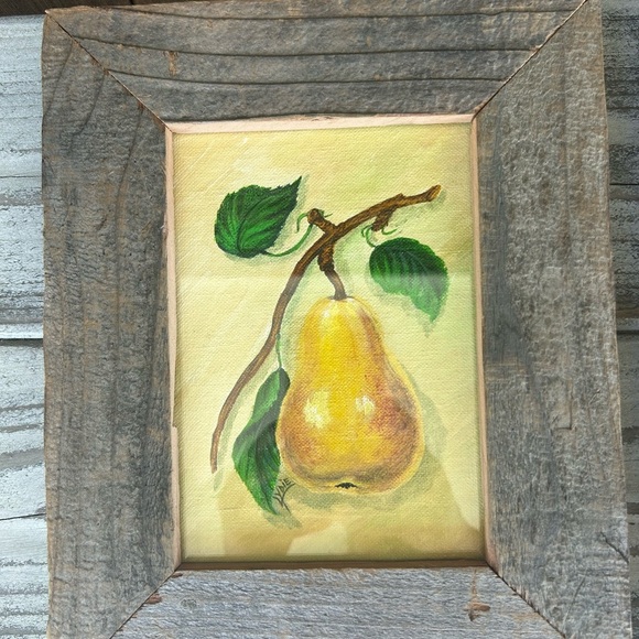 Set of 2 Original Oil Paintings in Wood Frames. Pear and Peach Paintings - Picture 7 of 10